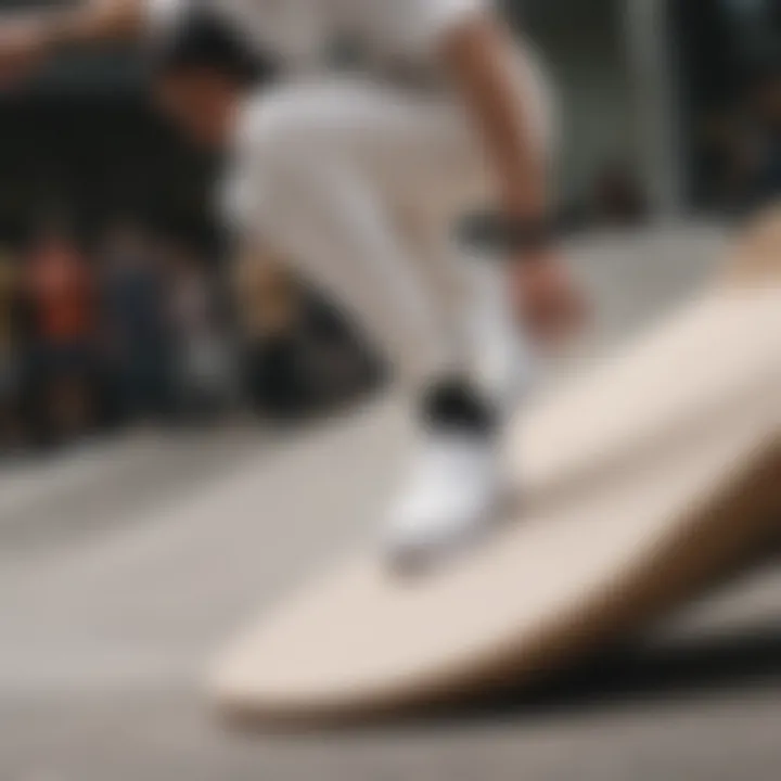 Skater performing tricks while wearing Vans Slip-On Pro White