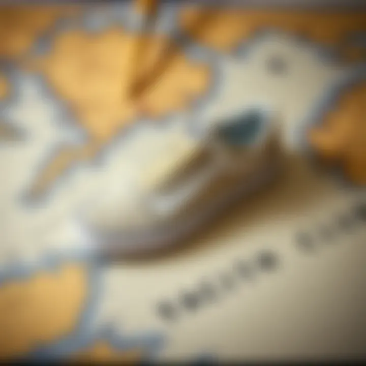 Cultural Fusion of Skate and Nautical Aesthetics Vans Yacht Club Old Skool positioned on a vintage nautical map, representing its cultural fusion