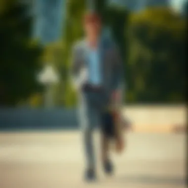 Semi-formal look incorporating gray chinos and blazer