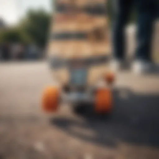 A vintage pre-owned skateboard showcasing its unique design and wear