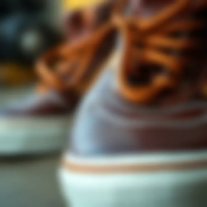 Leather Craftsmanship in Vans Close-up of leather used in Vans footwear highlighting craftsmanship