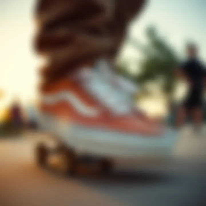 Vans in Skateboarding Culture Vans with leather elements in a skateboarding environment