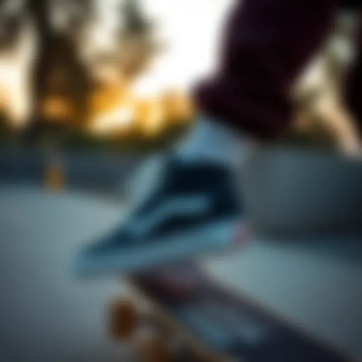 Comfort in Motion with Velcro Strap Vans Side view of a skateboarder showcasing the comfort of Velcro strap Vans