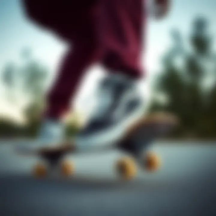 Skateboarding with Velcro Strap Vans Skateboarder performing tricks wearing Velcro strap Vans