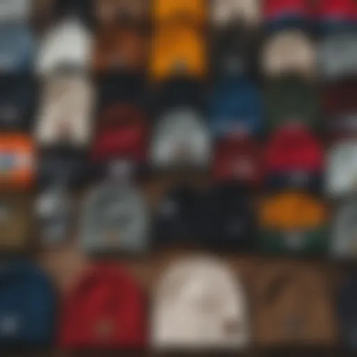 A collection of stylish beanies showcasing various designs and colors