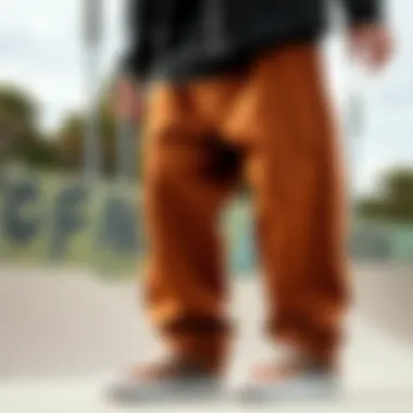 Vans Baggy Pants in Action Vans baggy pants showcased in a skate park environment