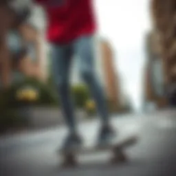 A skater showcasing the versatility of grey Adidas leggings in an urban environment