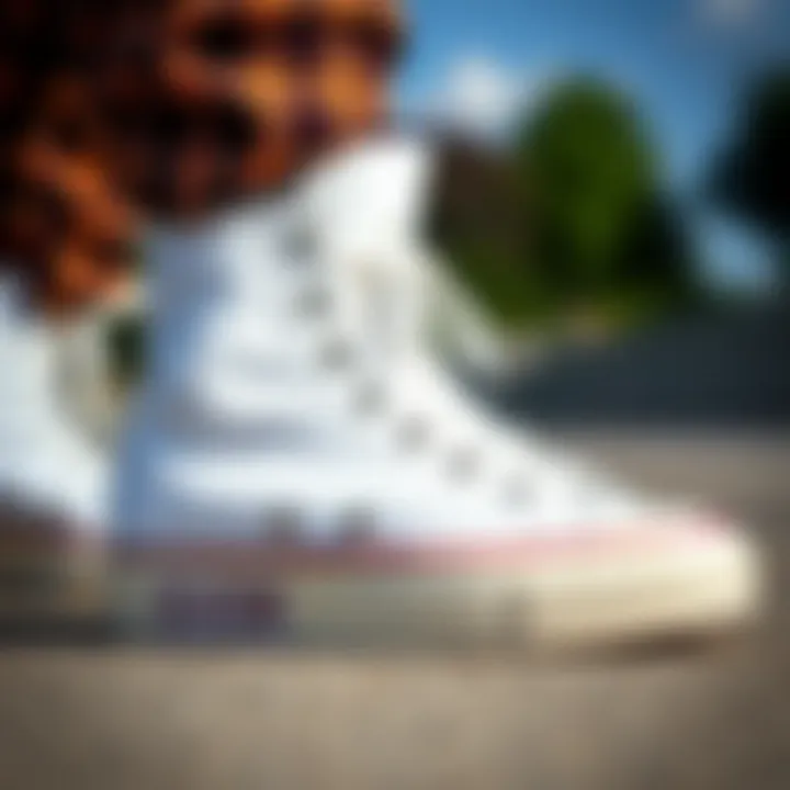 Close-up view of White Chuck Taylor All Star Move Hi Sneakers highlighting their unique design features