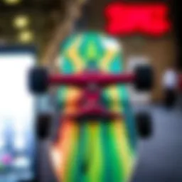 A vibrant Zumiez long board showcasing its unique design features.