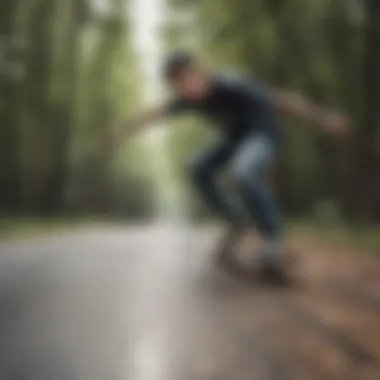Skateboarder in Action with Fallen Gear A skateboarder performing a trick on a Fallen board