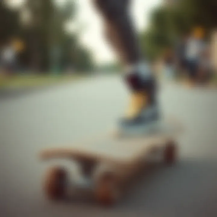 A beginner learning to skateboard with safety gear on a smooth pavement