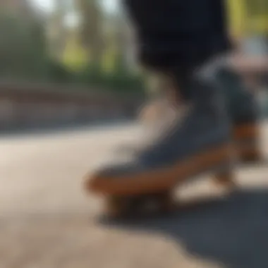 Close-up of skate shoe sole emphasizing comfort and grip