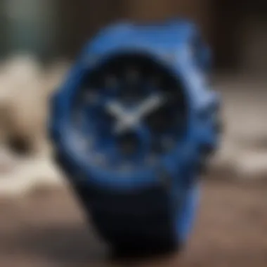 G-Shock Blue Black watch showcasing its sleek design