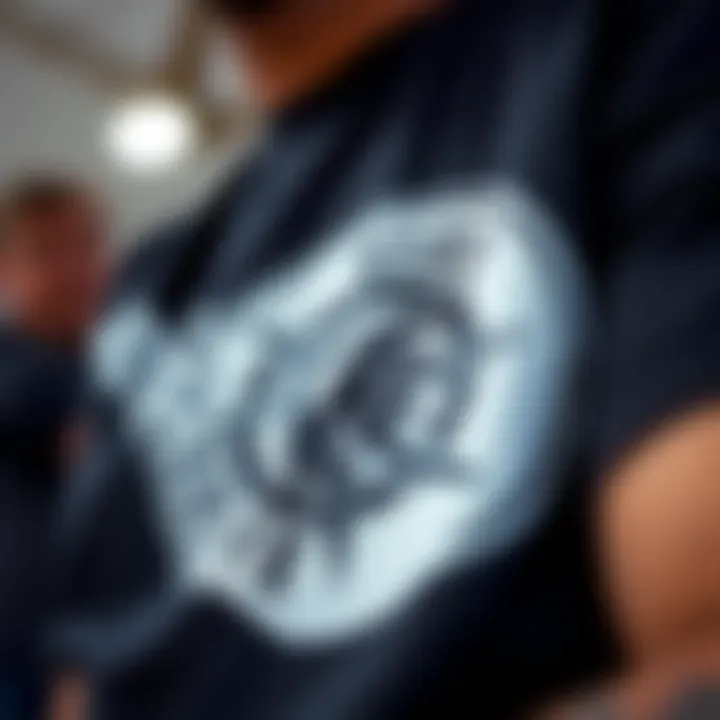 Close-up of a graphic tee with intricate design