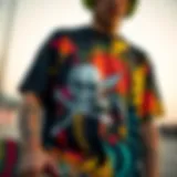 Vibrant graphic tee showcasing skate culture art