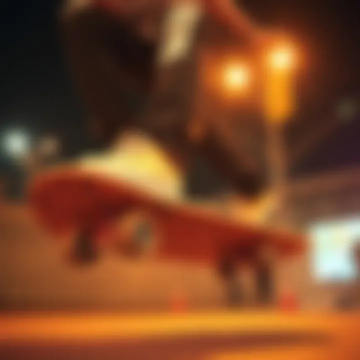 Performance Benefits of Gullwing Trucks in Action Skater performing tricks with gullwing trucks on a skateboard