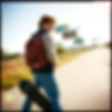 Skateboarding with the Herschel Classic Backpack Young skateboarder utilizing the Herschel Classic Backpack while skating