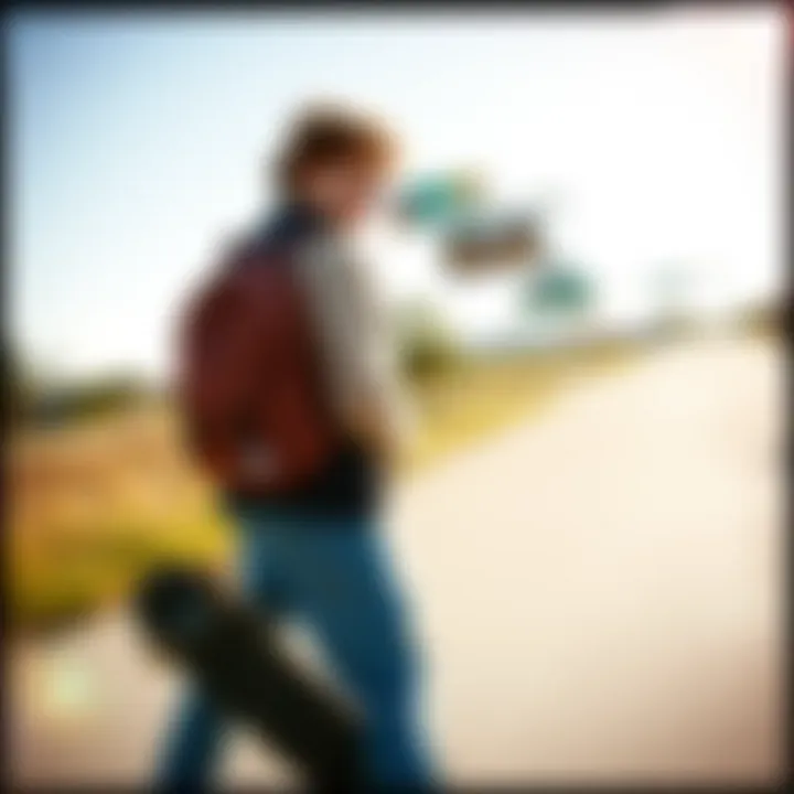 Skateboarding with the Herschel Classic Backpack Young skateboarder utilizing the Herschel Classic Backpack while skating