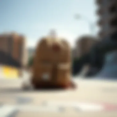 The Herschel Classic Backpack in Urban Skate Culture Herschel Classic Backpack in an urban skate park setting