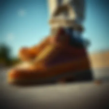 Illustration of the historical evolution of timber shoes in skateboarding