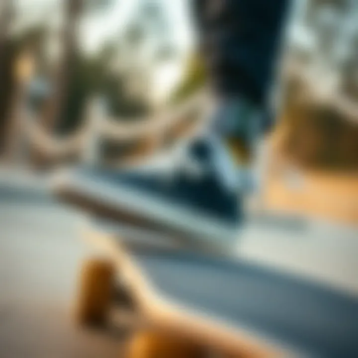 Stylish HUF Dylan Slip skate shoes in action on a skateboard