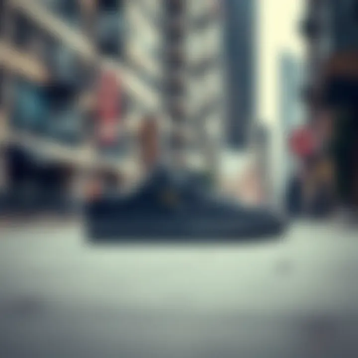 HUF Dylan Slip skate shoes displayed against an urban backdrop