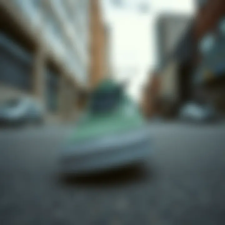 Versatile styling options with hunter green Vans in urban settings