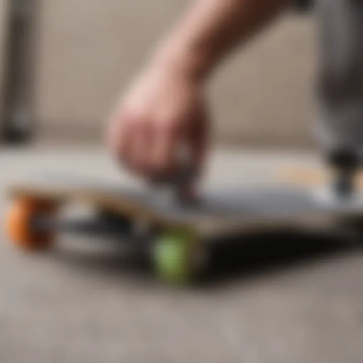 Installation of grip tape on a skateboard deck