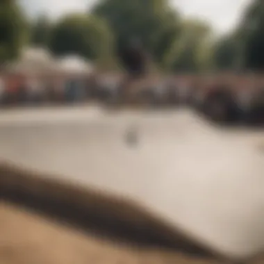 Community gathering around a skate ramp, promoting social interaction