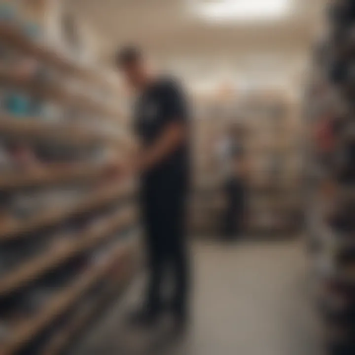 A customer interacting with knowledgeable staff in La Skate Shop