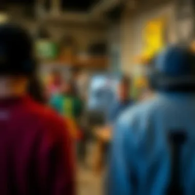 Engaging with the Skate Community A community event at a skate shop with enthusiasts gathered for a workshop.