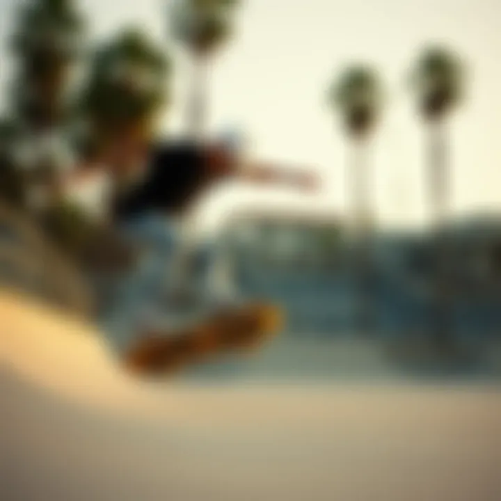 Skateboarding Culture in Action A skateboarder executing tricks at a local skate park near the shop.