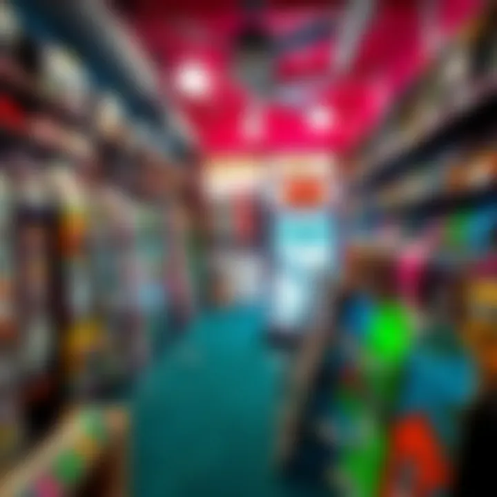 Inside the Long Beach Skate Shop A vibrant skate shop interior showcasing an array of skateboards and accessories.