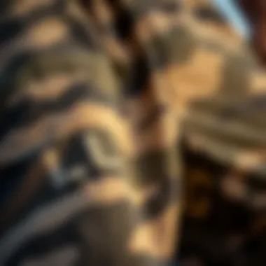 Detailed Fabric Texture of LRG Camo Shorts Close-up of LRG camo shorts fabric texture