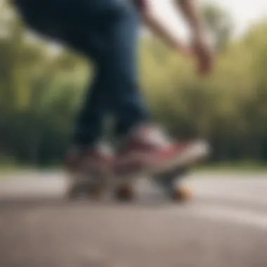 Stylish Vans Footwear on a Skateboarder A skateboarder showcasing stylish Vans footwear