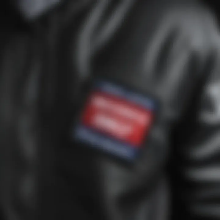 Close-up of the fabric and design details of a members only jacket