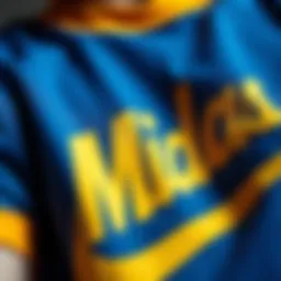 Close-up view of Midas Gold Dunks shirt fabric detailing