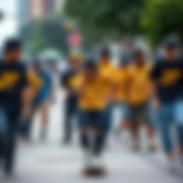 Community of Skaters in Midas Gold Dunks Shirts Group of skaters wearing Midas Gold Dunks shirts