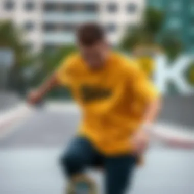 Skater in Midas Gold Dunks Shirt Skater showcasing Midas Gold Dunks shirt in action