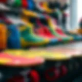 Vibrant display of Moxi Skates showcasing various colors and designs