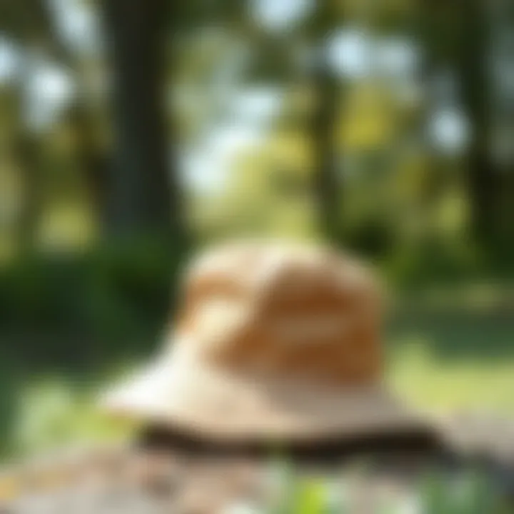 A stylish natural bucket hat displayed outdoors, highlighting its eco-friendly material and design.