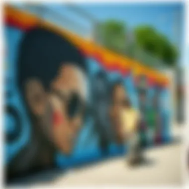 A mural that captures the socio-political themes prevalent in skate culture