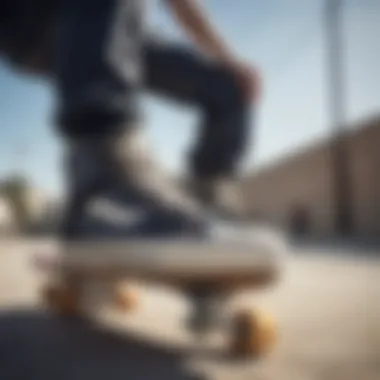 Illustration of a skateboarder wearing high-top shoes for ankle support