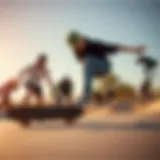 Diverse Skateboarding Styles in Action Dynamic skateboarding scene showcasing diverse styles