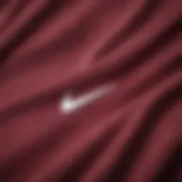 Close-up of Nike burgundy shirt fabric showcasing texture