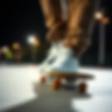 Nike Court Vision Mid White being worn during a skateboarding session.