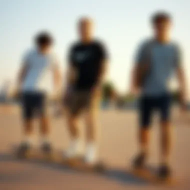 Group of skateboarders wearing Nike Essential Woven Shorts