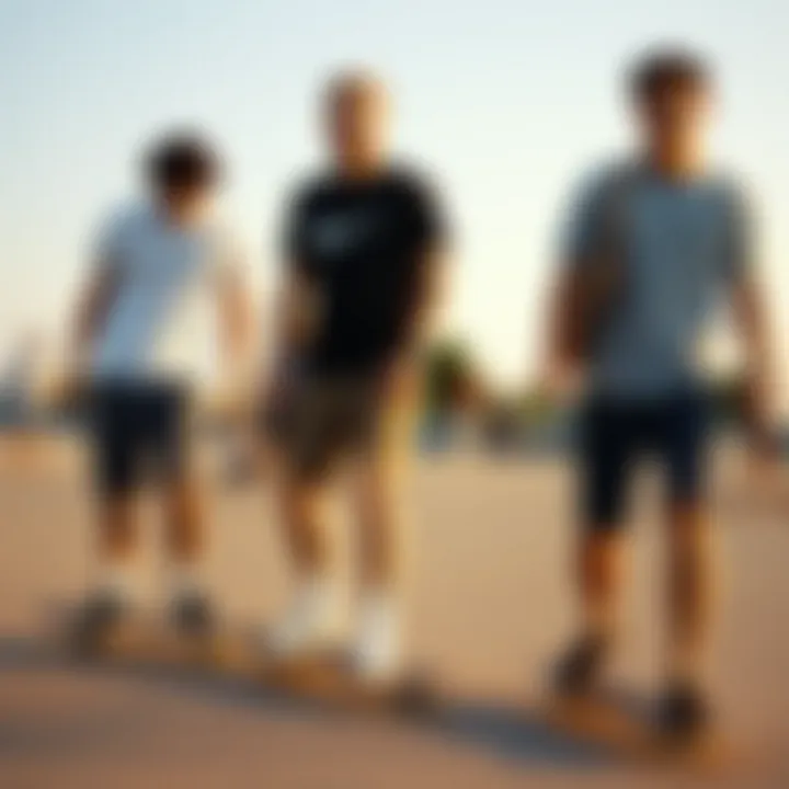 Group of skateboarders wearing Nike Essential Woven Shorts