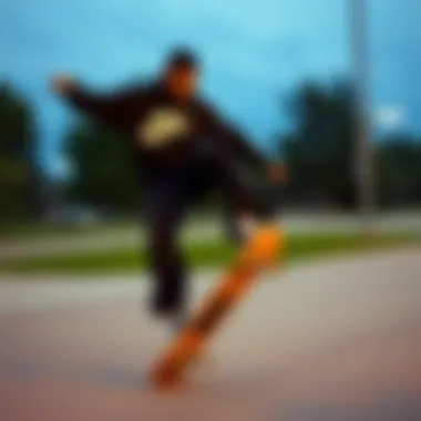 Skater performing a trick while wearing Nike Flare Sweats