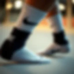 Close-up of Nike half socks showcasing fabric and design